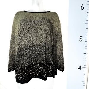 Alfred Dunner Gold Sparkle & Black Hombre Colorblock Sweater 1X